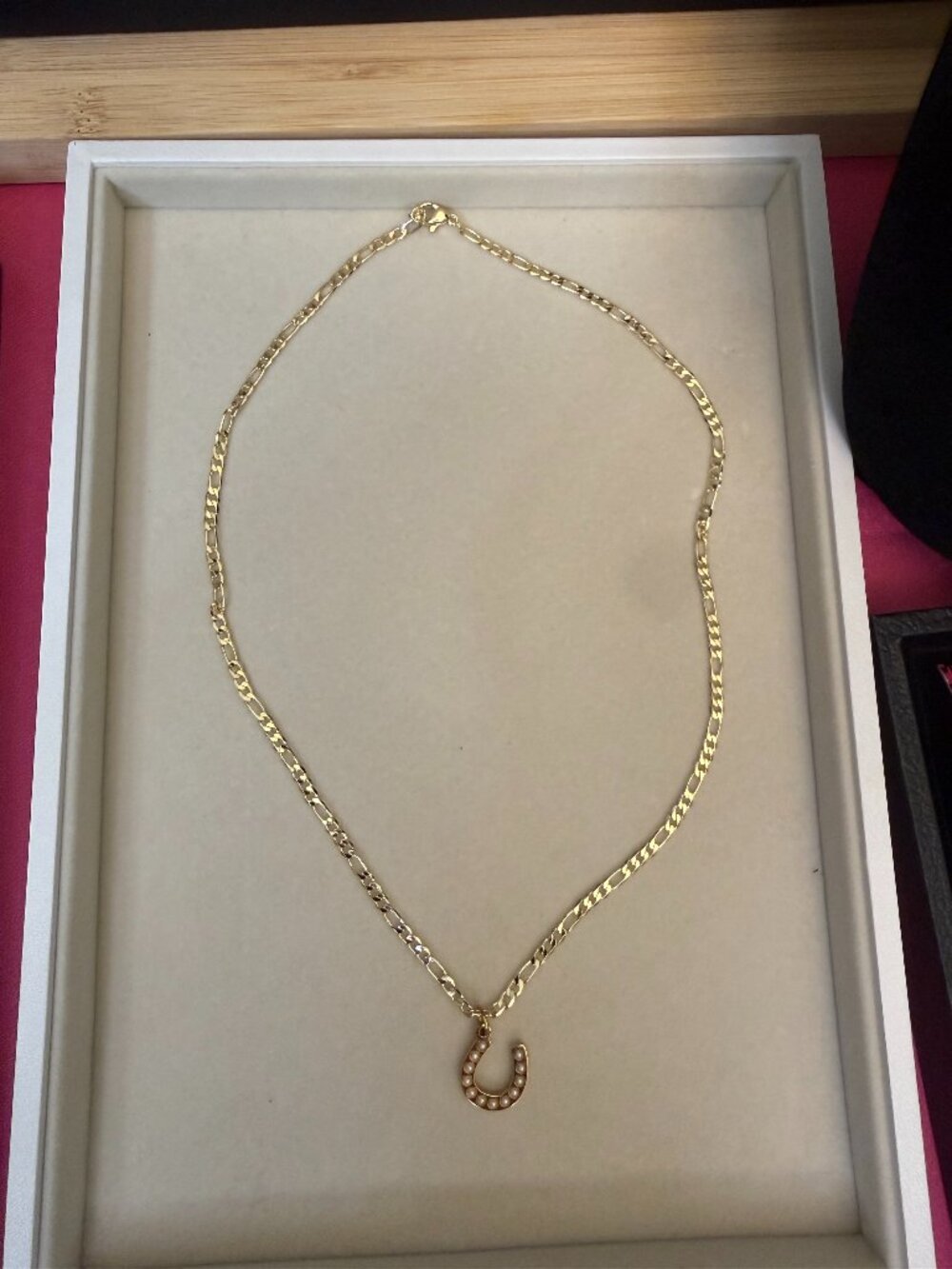 18K Gold Filled Pearl Horseshoe Necklace